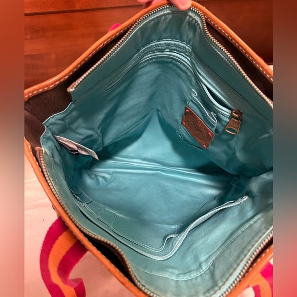 Chic Brown Tote with Pink and Orange Accents - Picture 7 of 8